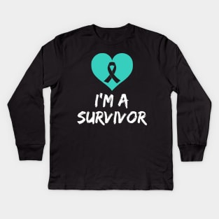 Im A Survivor Ovarian Cancer Awareness Kids Long Sleeve T-Shirt